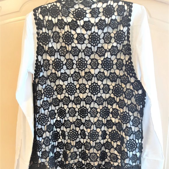 Floral Crochet Knit Boho  Black Vest - Picture 4 of 13